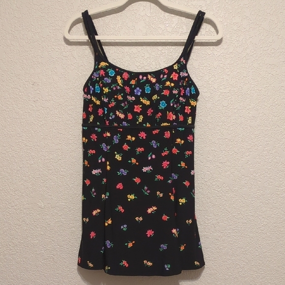 St. John's Bay Other - St. John's Bay black floral camisole one piece tank swim suit